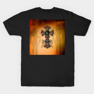 Fantasy cross with skull and roses T-Shirt